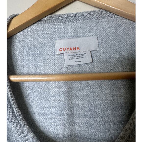 Cuyana Alpaca Gray Boat Neck High Low Top Boxy Oversized Cap Sleeve Petite - Picture 4 of 7